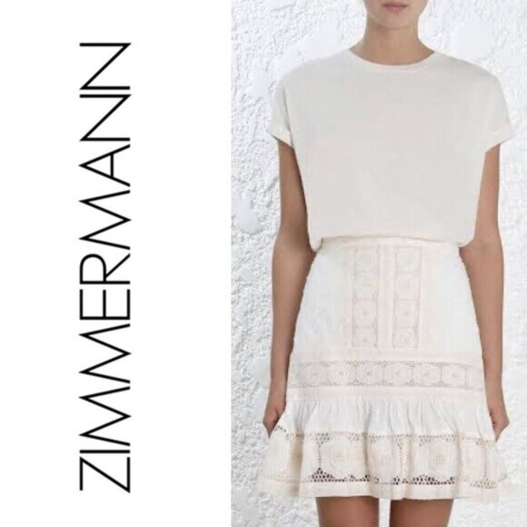 Zimmermann Prima Dot Broiderie Skirt S0 b54 - Picture 3 of 10